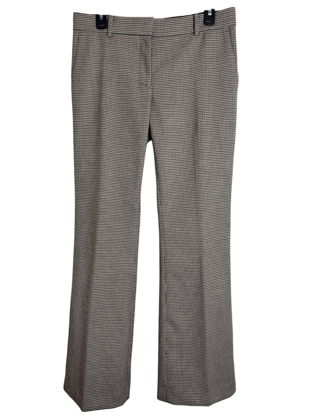 Ann Taylor Mid-Rise Houndstooth Flared Trousers Dress Pants Neutral size 6